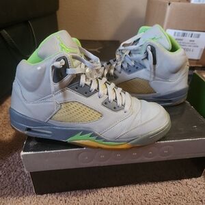 Air Jordan 5 Retro Silver Green Bean Flint Grey Shoes Sneakers